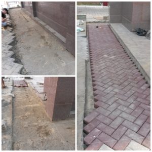 Укладка тротуарной брусчатки на на цементно-песчаный раствор