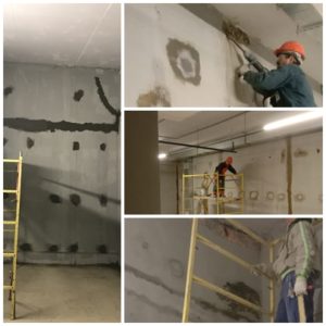 Внутренняя гидроизоляция примыкания пол стена, стена потолок, опалубочных отверстий, арматурных тяжей, трещин, усадочный шов