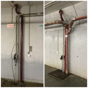 монтаж воронки для слива воды в подземной парковки